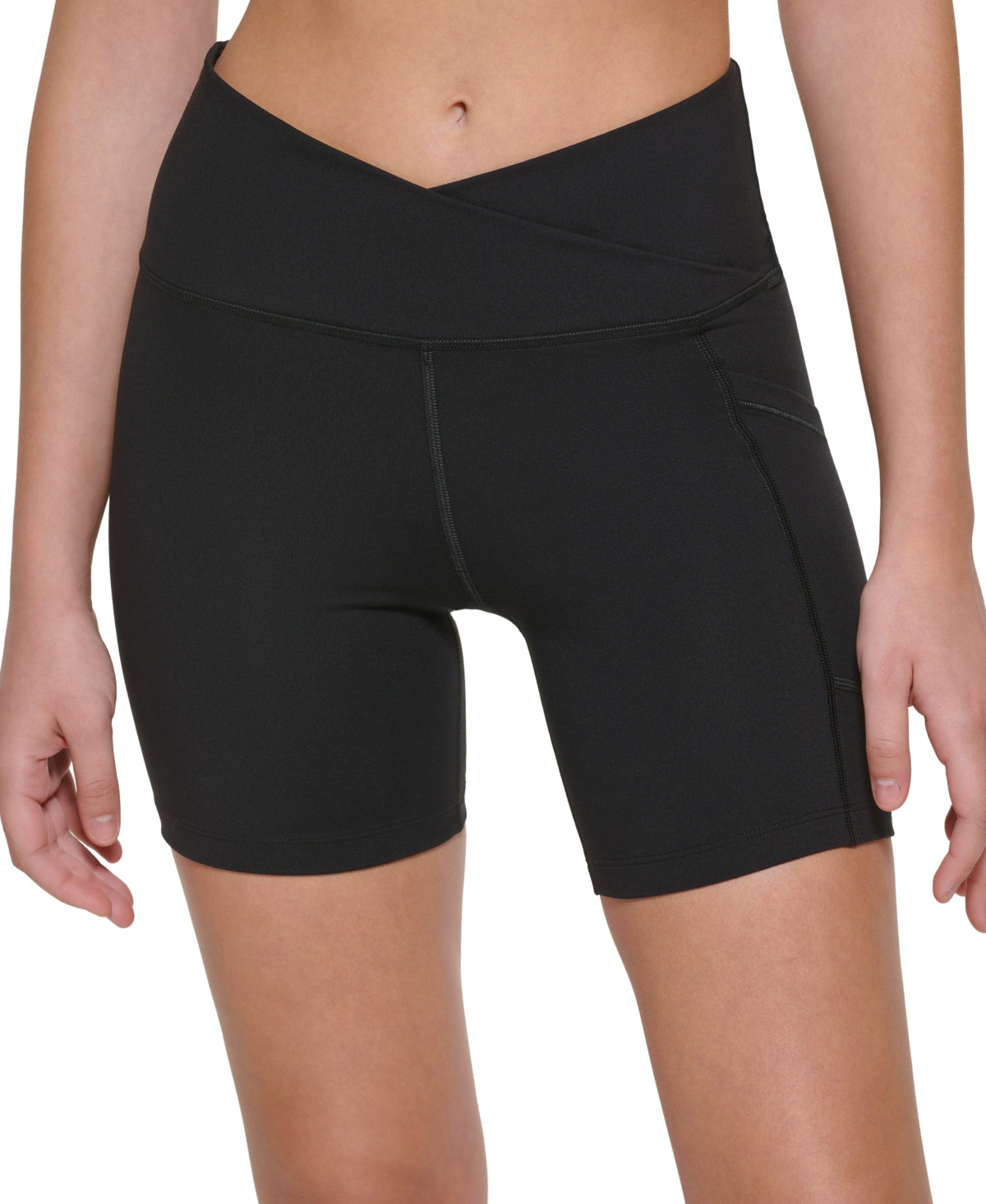Calvin Klein Women's Crossover Waist Bike Shorts Black Size Large