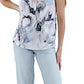 Calvin Klein Women's Printed Tie Neck Pullover Top Blue Size Petite Small