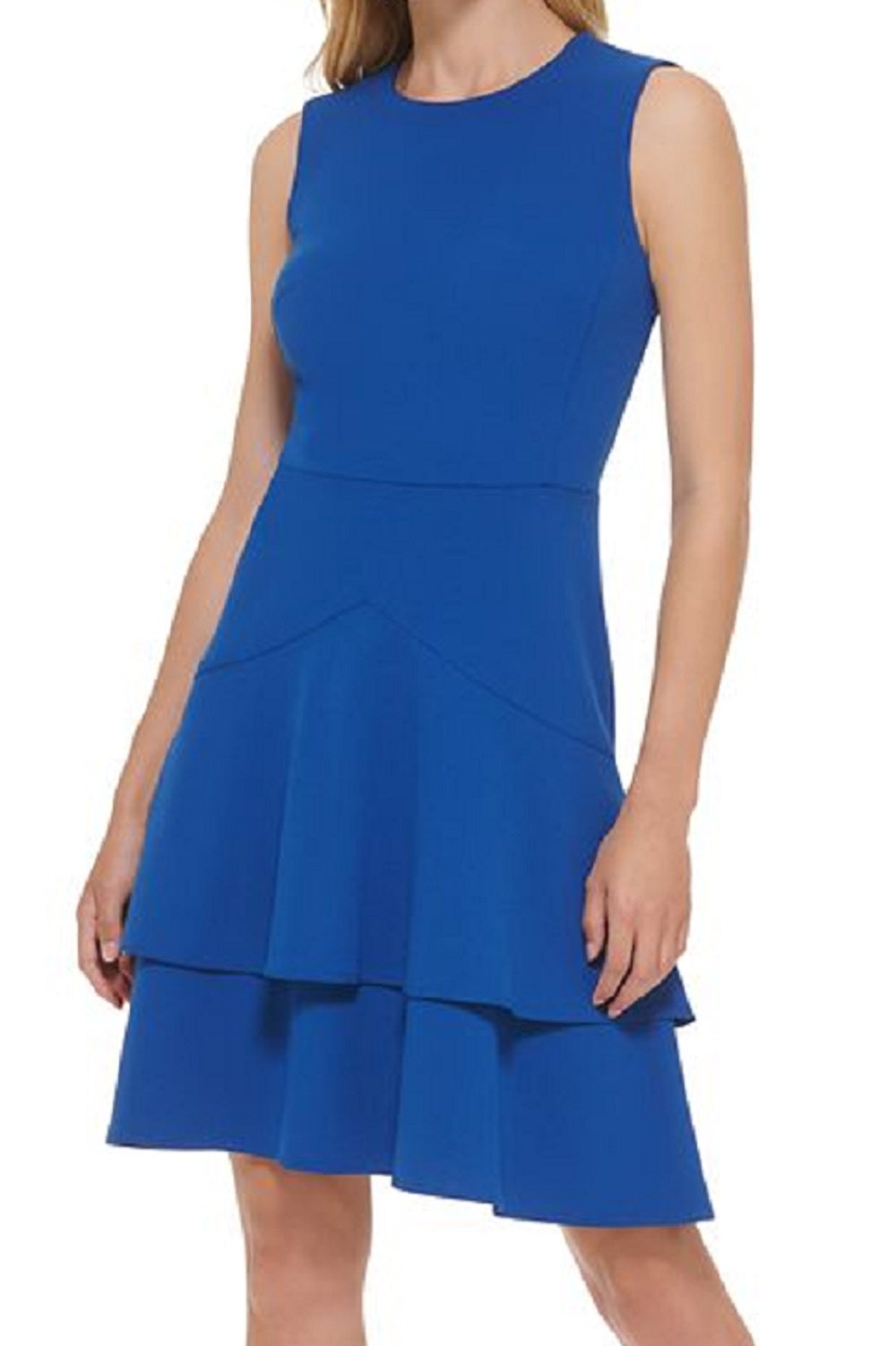 Calvin Klein Women's Tiered Sheath Dress Blue Size 12Petite