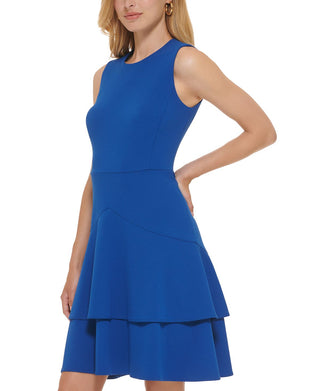 Calvin Klein Women's Tiered Sheath Dress Blue Size 8Petite