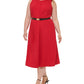 Calvin Klein Women's Plus Size Belted A-Line Dress Color Red