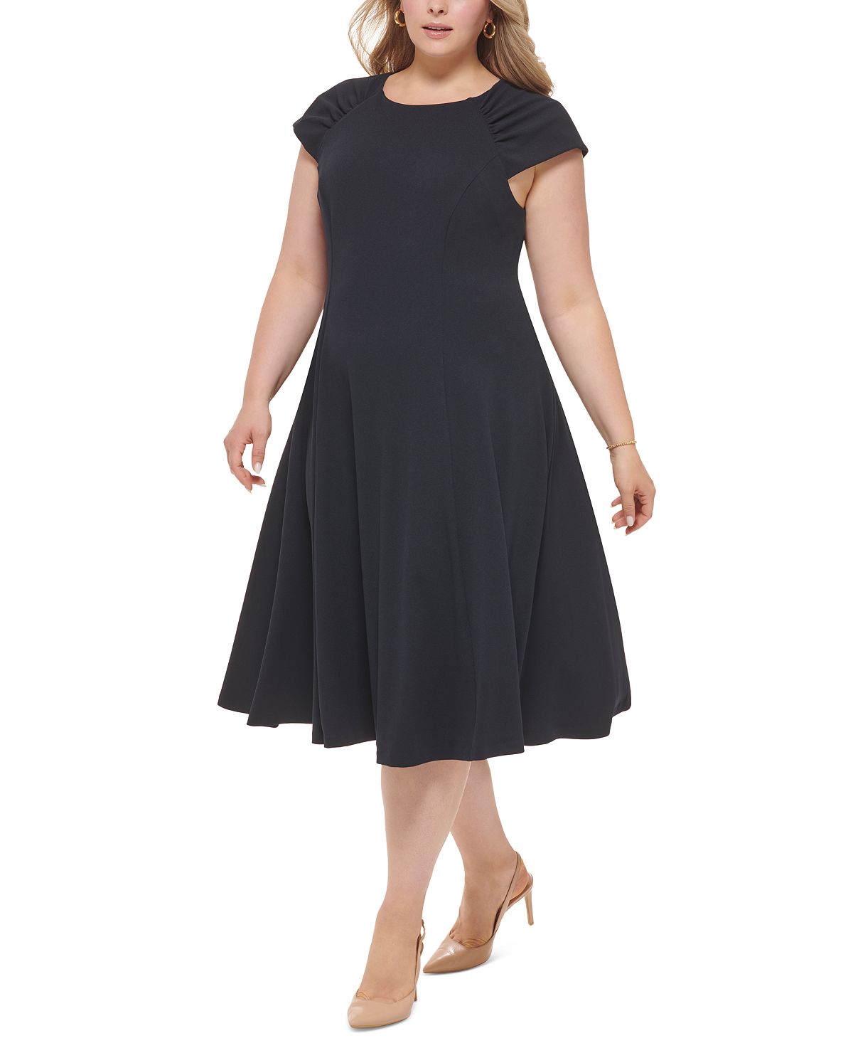 Calvin Klein Women's Cap Sleeve Dress Blue Size 14W