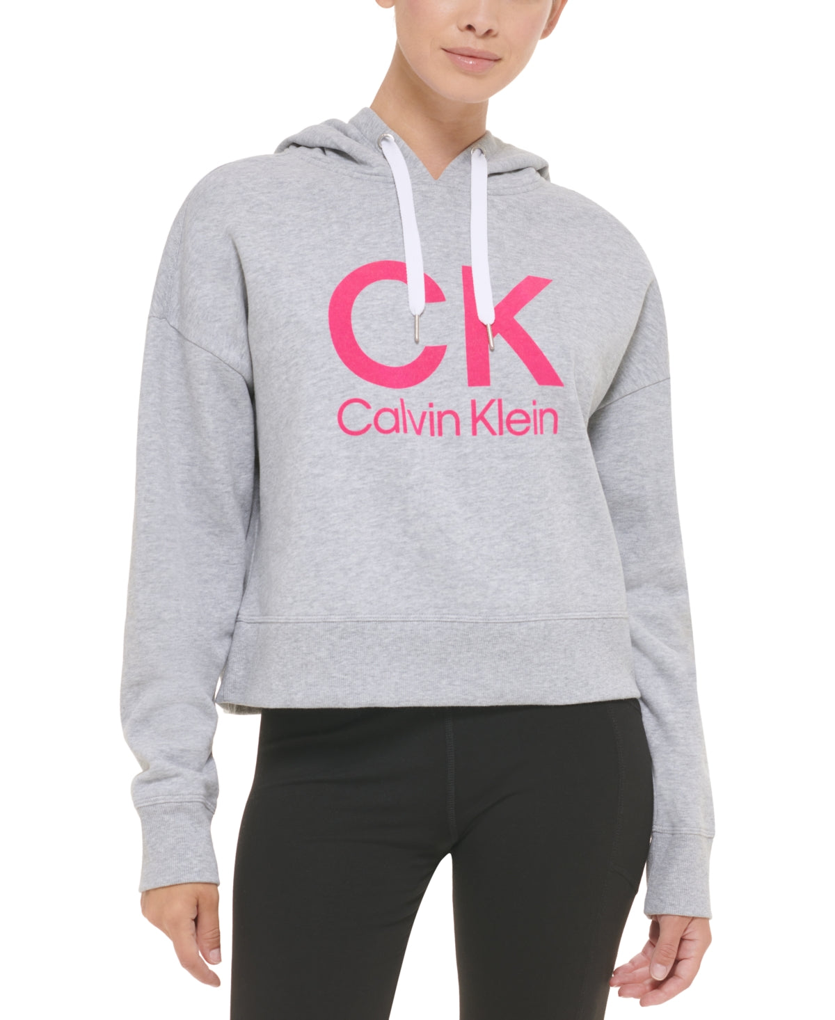 Calvin Klein Women's Graphic Logo Hoodie Gray Size Large