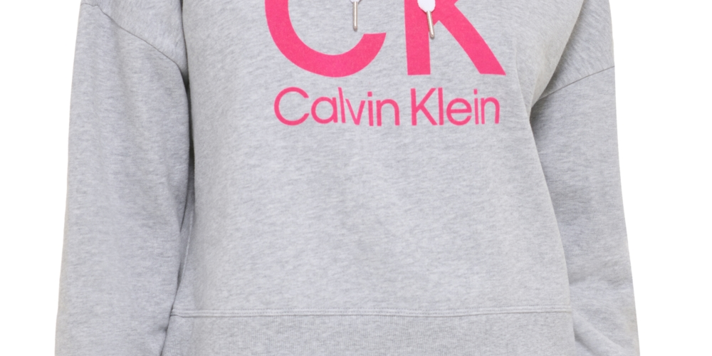 Calvin Klein Women's Graphic Logo Hoodie Gray Size Large