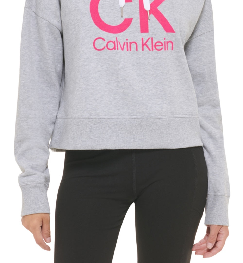 Calvin Klein Women's Graphic Logo Hoodie Gray Size Small