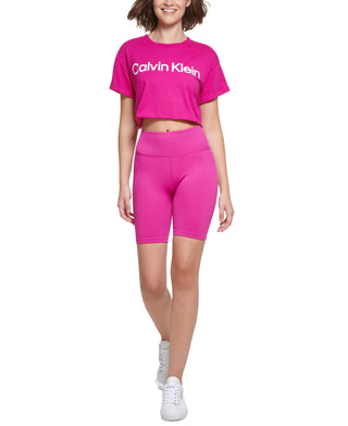 Calvin Klein Women's Logo Cropped T-Shirt Pink Size Medium