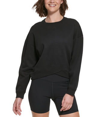 Calvin Klein Women's Crossover Hem Pullover Black Size X-Small