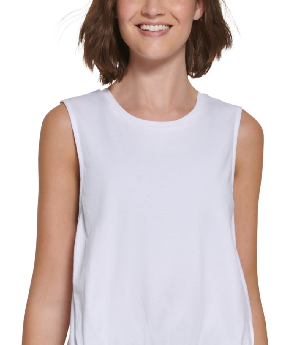 Calvin Klein Women's Cotton Cinched High Low Top White Size Medium