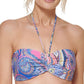 Tommy Hilfiger Women's Paisley Print Bikini Bra Top Swimsuit Blue