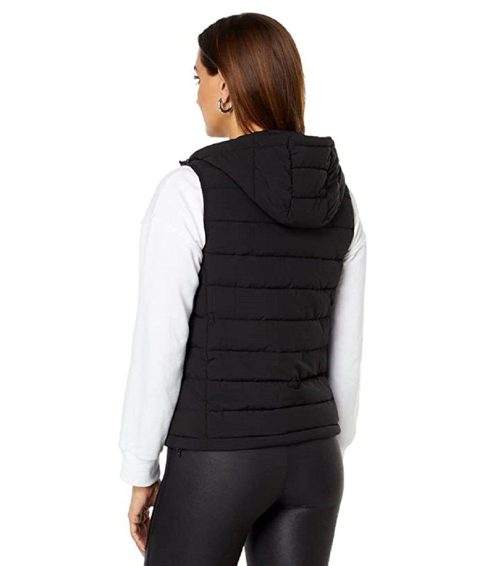 Calvin Klein Women's Hooded Quilted Zip Front Vest Black Size Small