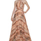 Calvin Klein Women's Snake Print Halter Gown Brown Size 16