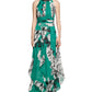 Calvin Klein Women's Metallic Embroidered Floral Print Maxi Dress Green Size 6