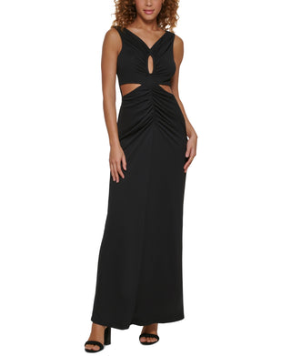 Calvin Klein Women's Scuba Crepe Cutout Gown Black Size 16