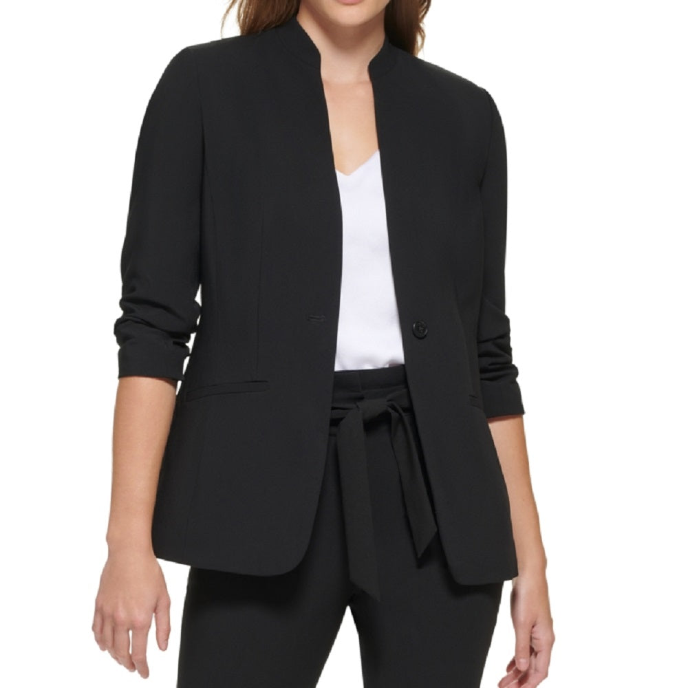 Calvin Klein Women's Long Sleeve One Button Blazer Black Size 2Petite