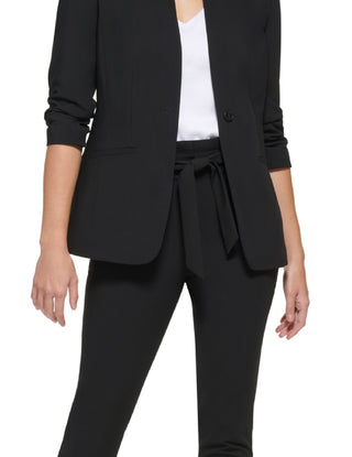 Calvin Klein Women's Long Sleeve One Button Blazer Black Size 2Petite