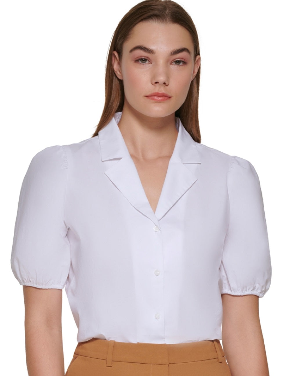 Calvin Klein Women's Short Sleeve Blouse White Size X-Large