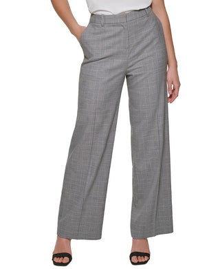 Calvin Klein Women's Glen Plaid Pants Gray Size 14