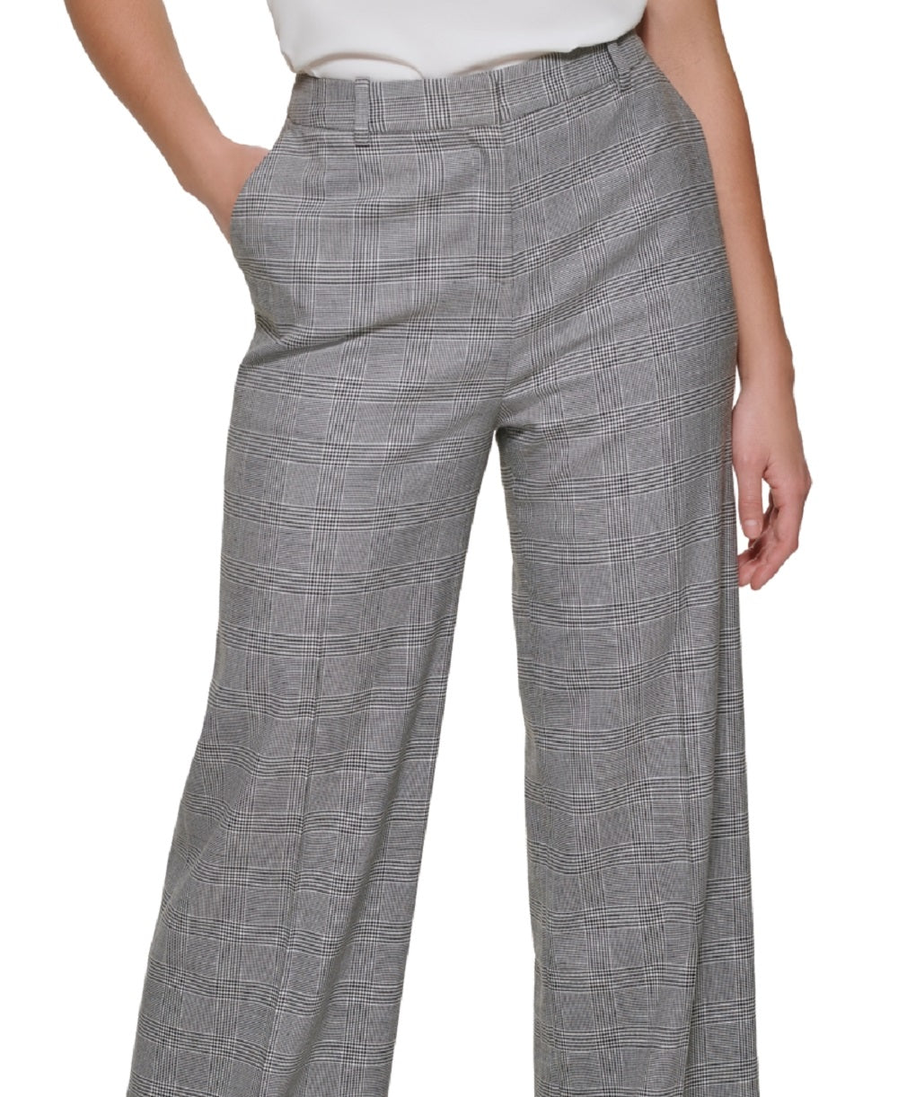 Calvin Klein Women's Glen Plaid Pants Gray Size 14