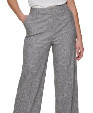Calvin Klein Women's Glen Plaid Pants Gray Size 14