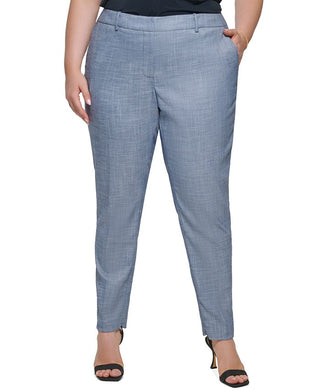 Calvin Klein Women's Mid Rise Ankle Zip Pants Blue Size 16W