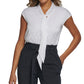 Calvin Klein Women's Cap Sleeve Tie Neck Blouse White Size Petite Large