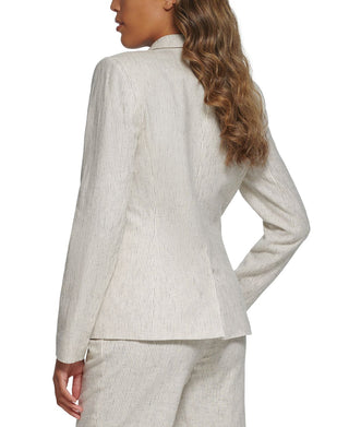 Calvin Klein Women's Linen Single Button Blazer White Size 8Petite