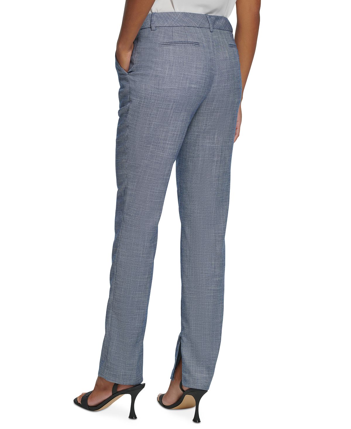 Calvin Klein Women's Mid Rise Ankle Zip Pants Blue Size 12Petite