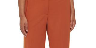 Calvin Klein Women's Zippered Pocketed Creased Hook And Bar Wear To Work Straight leg Pants Orange Size 14W