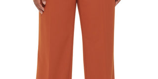 Calvin Klein Women's Zippered Pocketed Creased Hook And Bar Wear To Work Straight leg Pants Orange Size 14W
