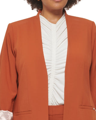 Calvin Klein Women's Lux Roll Tab Blazer Brown Size 24W