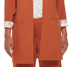 Calvin Klein Women's Lux Roll Tab Blazer Brown Size 24W