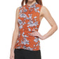 Calvin Klein Women's Floral Sleeveless Ruched Top Brown Size Petite X-Large