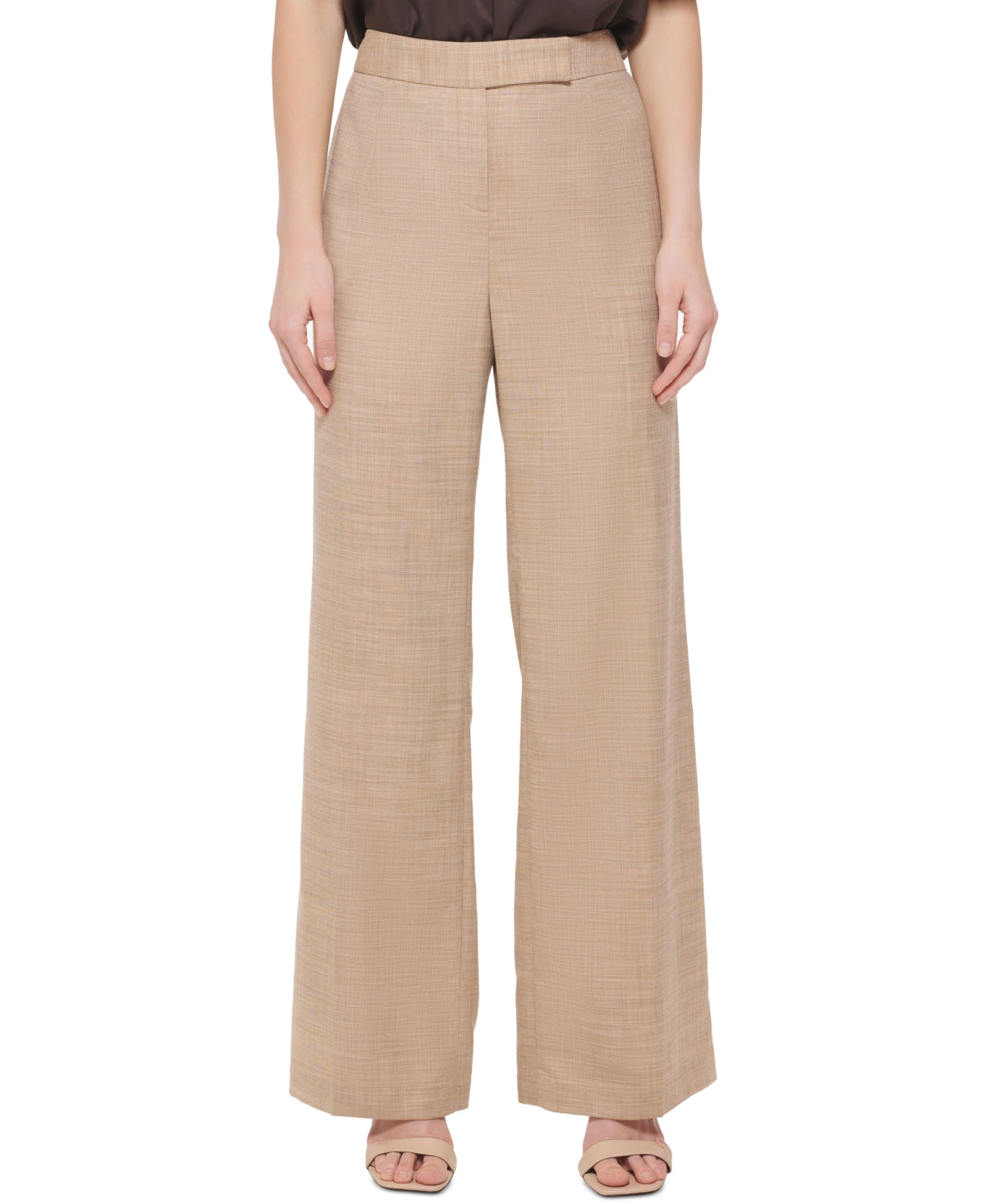 Calvin Klein Women's Linen Wide Leg Pants Brown Size 16