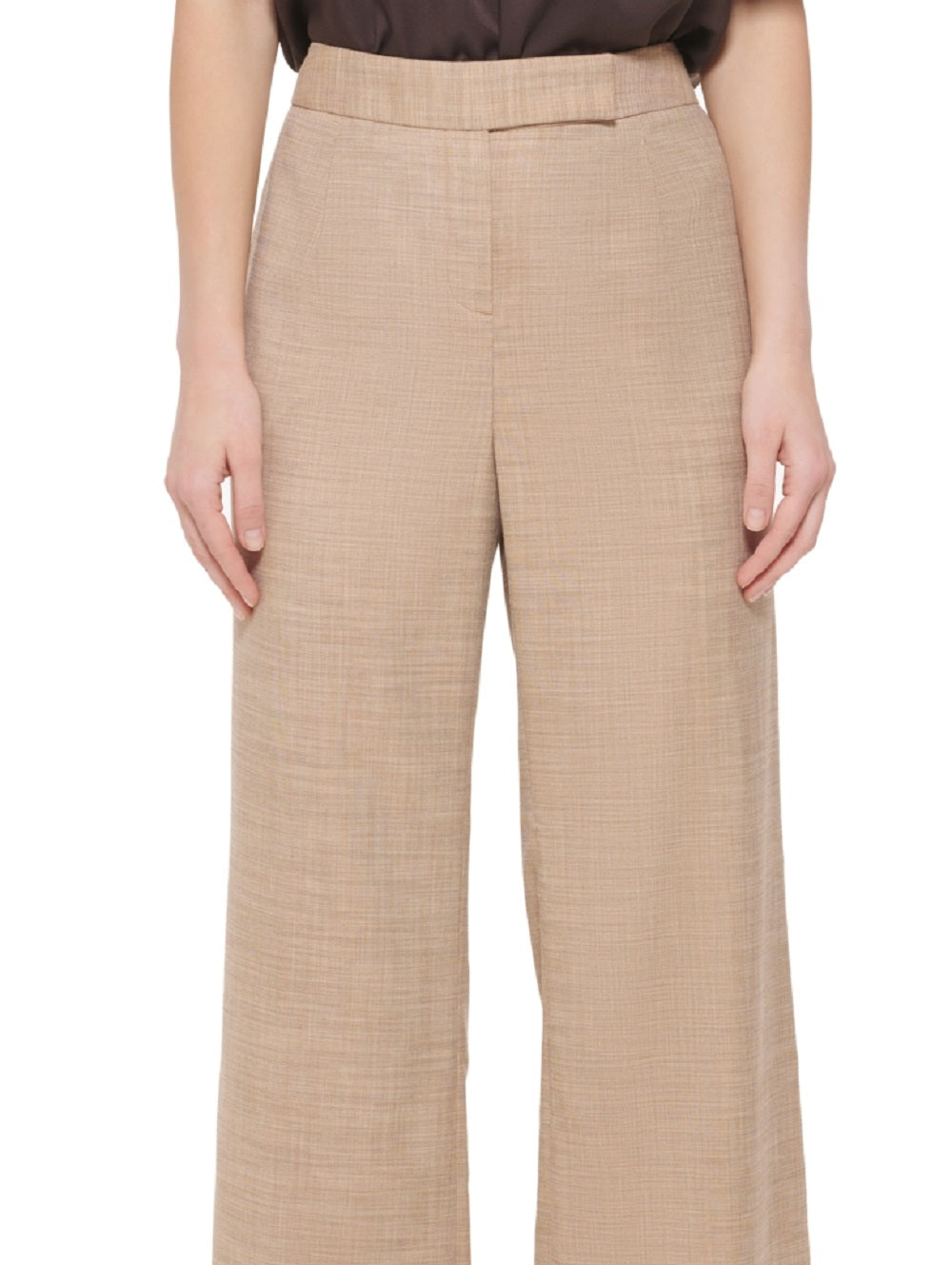 Calvin Klein Women's Linen Wide Leg Pants Brown Size 16