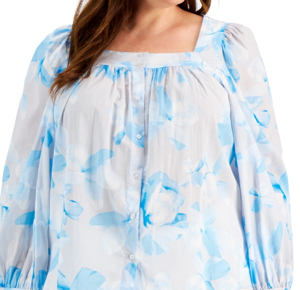 Calvin Klein Women's Cotton Square Neck Top White Size 2X