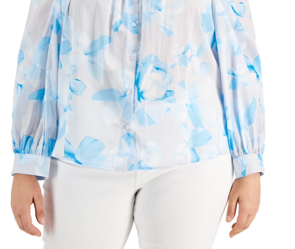 Calvin Klein Women's Cotton Square Neck Top White Size 2X