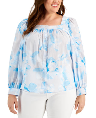 Calvin Klein Women's Cotton Square Neck Top White Size 2X