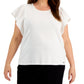 Calvin Klein Women's Flutter Sleeve Top White Size 0X