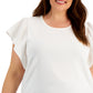Calvin Klein Women's Flutter Sleeve Top White Size 0X