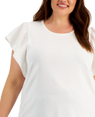 Calvin Klein Women's Flutter Sleeve Top White Size 3X