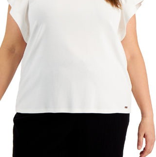 Calvin Klein Women's Flutter Sleeve Top White Size 3X