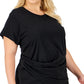 Calvin Klein Women's Draped Top Black Size 3X
