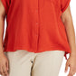 Calvin Klein Women's Cotton Button Front Camp Shirt Brown Size 3X