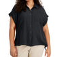Calvin Klein Women's Cotton Button Front Camp Shirt Black