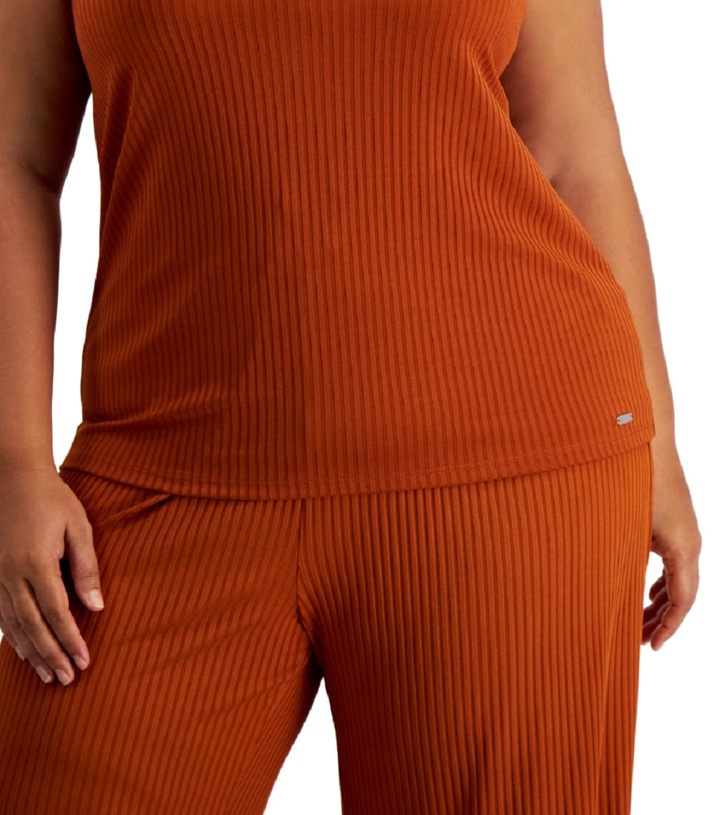 Calvin Klein Women's Ribbed Tank Top Brown Size 1X