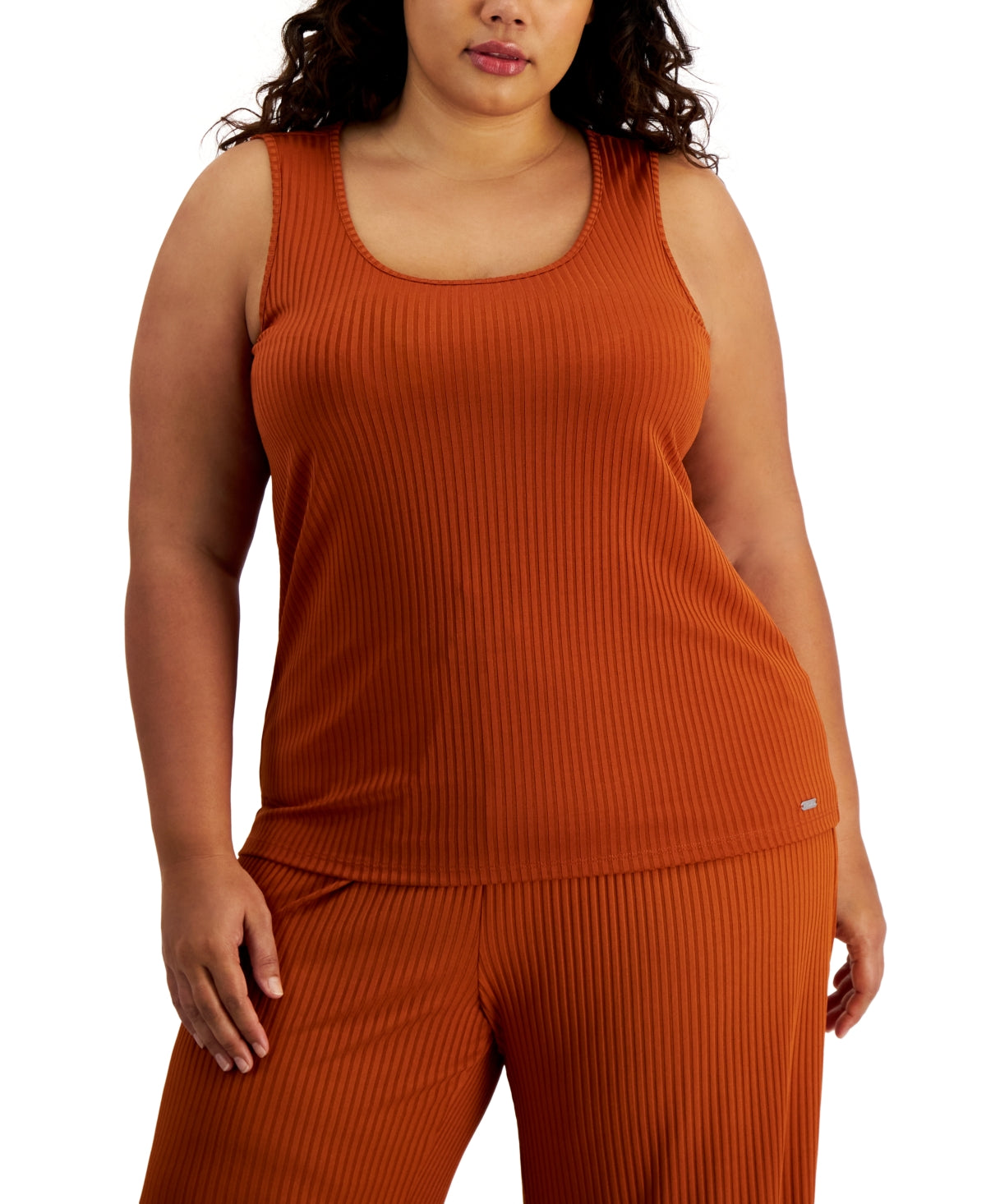 Calvin Klein Women's Ribbed Tank Top Brown Size 1X