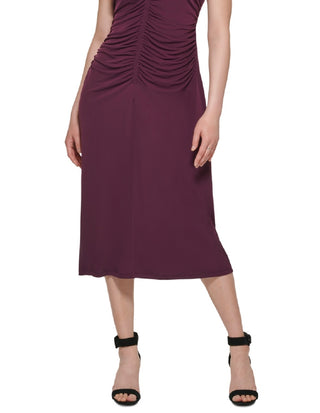 Calvin Klein Women's Ruched Sleeveless Sheath Dress Purple Size Large