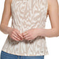 Calvin Klein Women's Printed Sleeveless Tie Back Mock Neck Top Brown Size X-Large