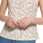 Calvin Klein Women's Printed Sleeveless Tie Back Mock Neck Top Brown Size Medium