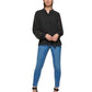 Calvin Klein Women's Pleat Sleeve Chiffon Button Front Blouse Black Size Large